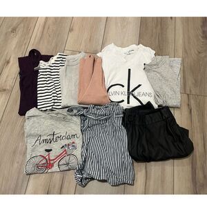 9 pcs Clothing Bundle Women Size S/M Tanks Shorts Tees H&M Calvin Klein J. Crew